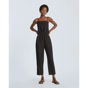 Everlane The Shoestring Apron Linen Jumpsuit Black Lightweight Size XS